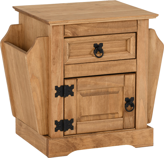 Corona 1 Drawer Magazine Table In Distressed Waxed Pine - Click Image to Close